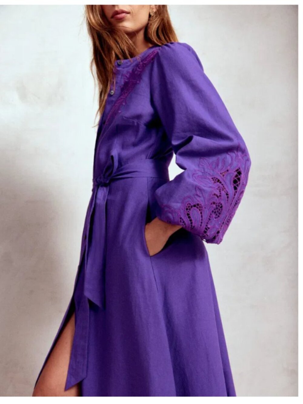 Boden Mae Linen Blend Shirt Dress sz 0P. NWT